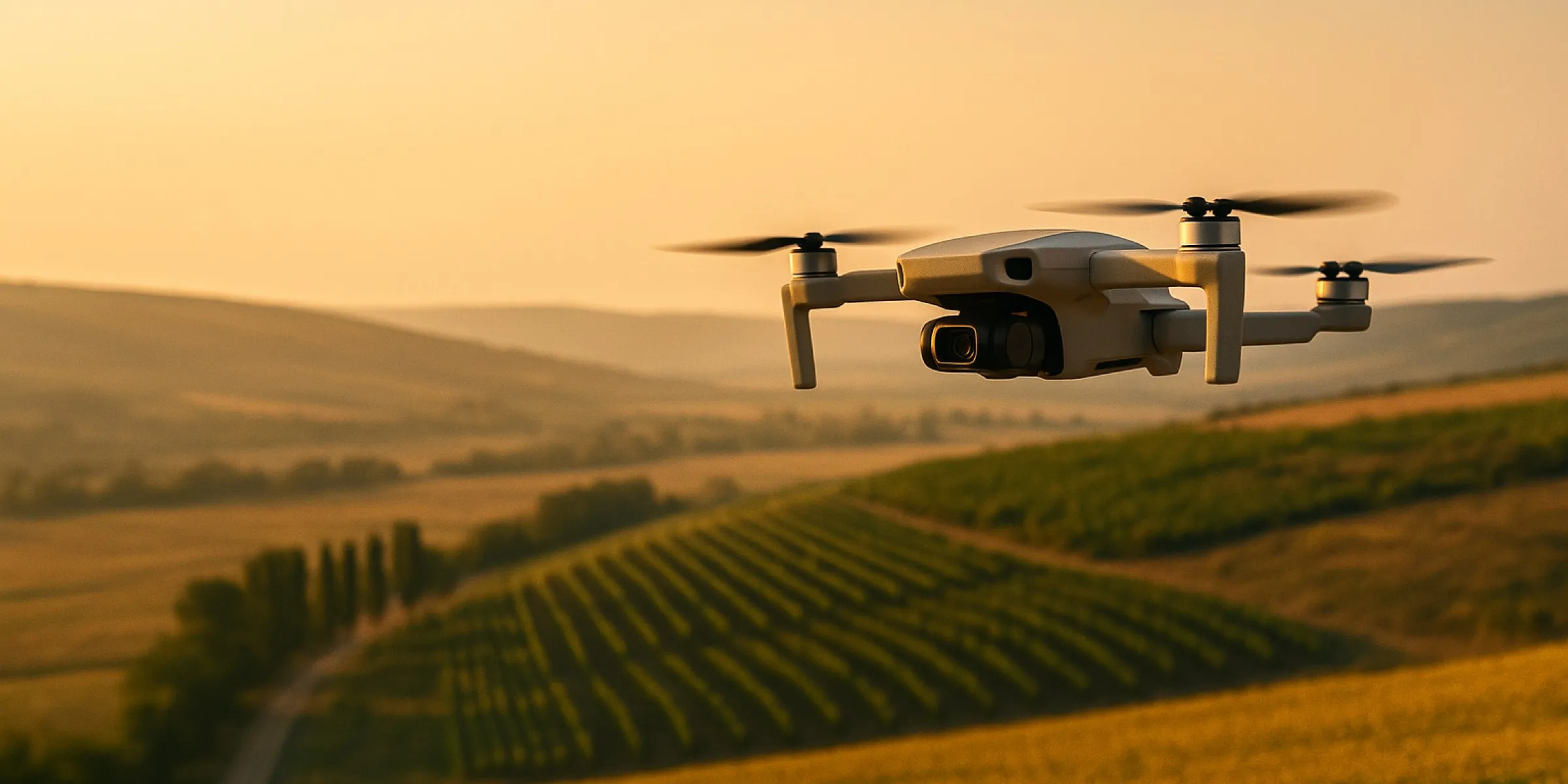 Dron nad wzgórzami Mołdawii o świcie